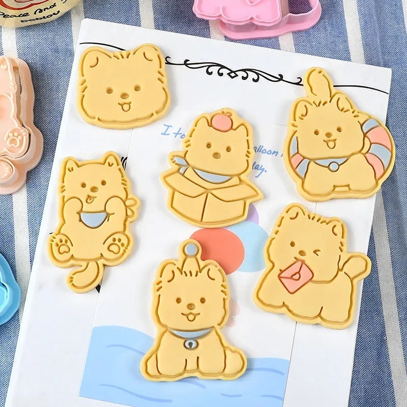 Three dimensional plastic biscuit mould with puppy cartoon designs for cookies and sweets