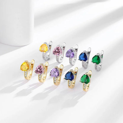 Loving Heart Zircon Ear Clips in white gold and yellow gold with diamond accents