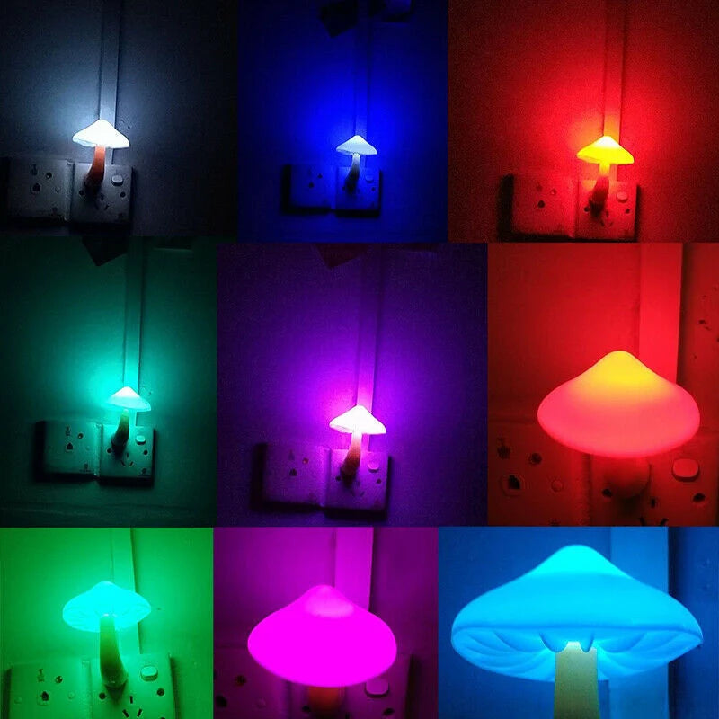 Mushroom-shaped LED night light with automatic sensor in various colours