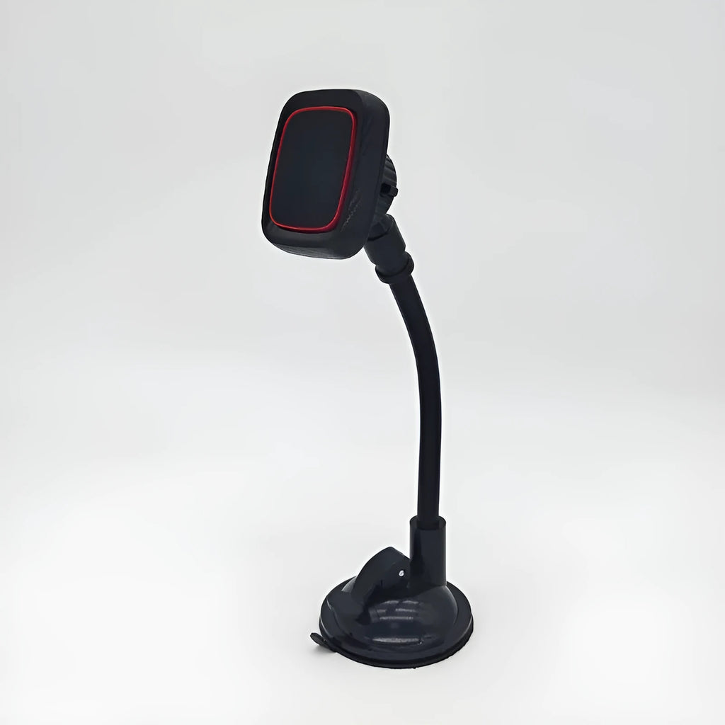 Black car air vent phone holder with long brush mounting mechanism for dashboard placement
