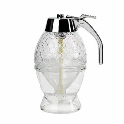 Transparent acrylic honey dispenser with squeeze bottle design for drip-free pouring control