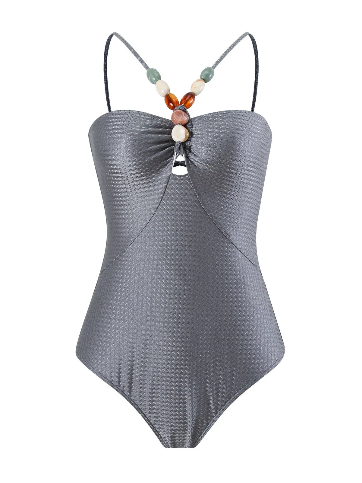 Women's one-piece swimsuit with hollow gem sling design in sapphire blue colour