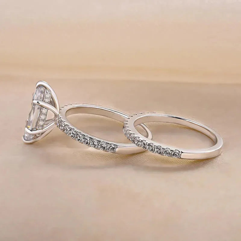 Fashion shiny couple rings for women with geometric zircon inlay copper white gold colour sizes No 6 to No 10