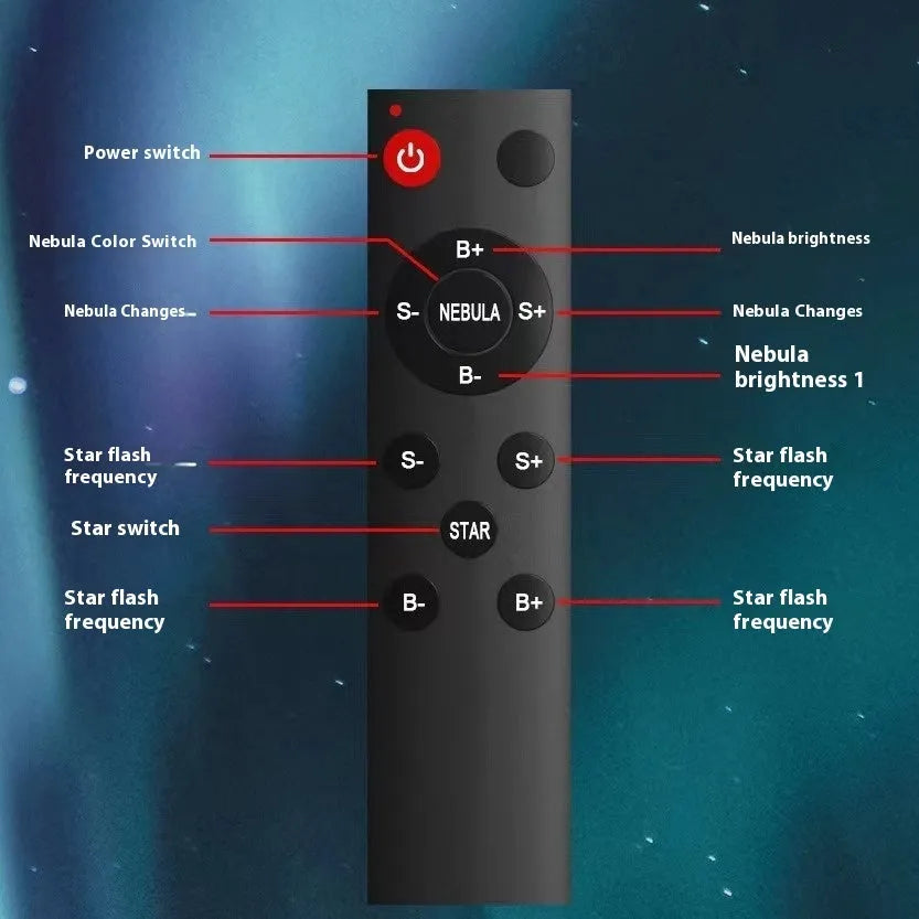 Space capsule shaped galaxy atmosphere projection lamp in white or grey with USB cable and remote.