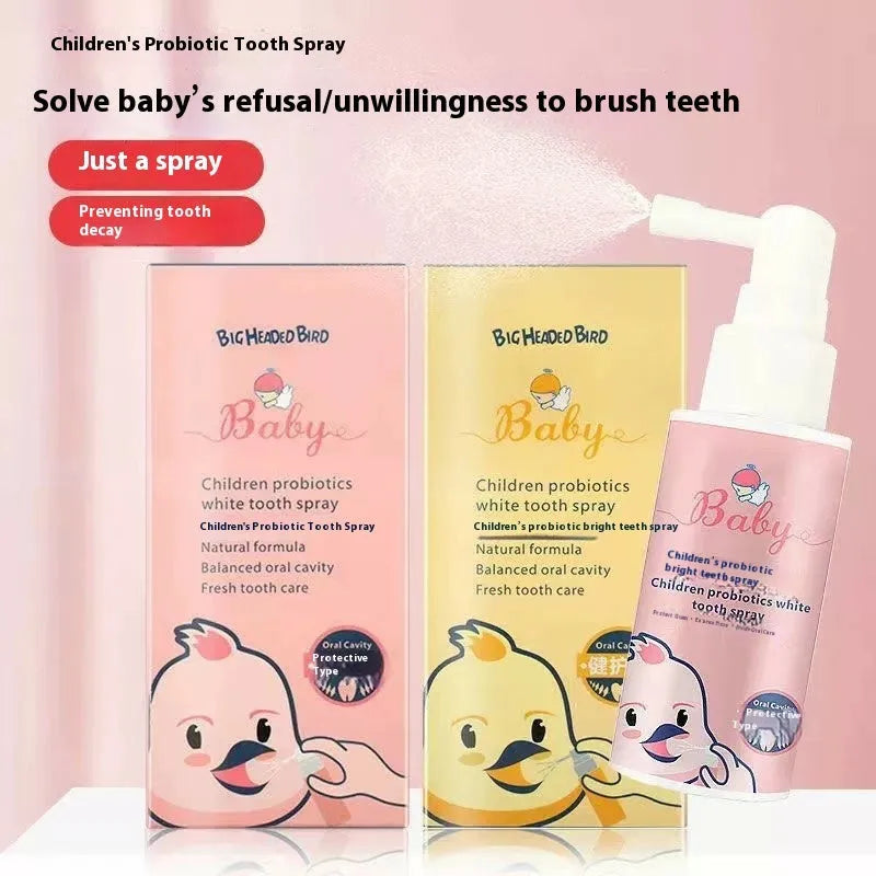 Children's probiotic anticavity oral spray in strawberry and orange flavours, 40ml bottle