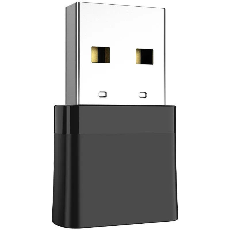 Black nickel-plated USB dual-band WiFi and Bluetooth network adapter with external antenna.