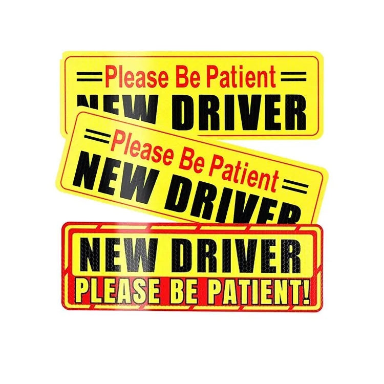 Personalised reflective novice driver bumper sticker, acrylic, 22.5 x 8.5 cm, on a car rear bumper