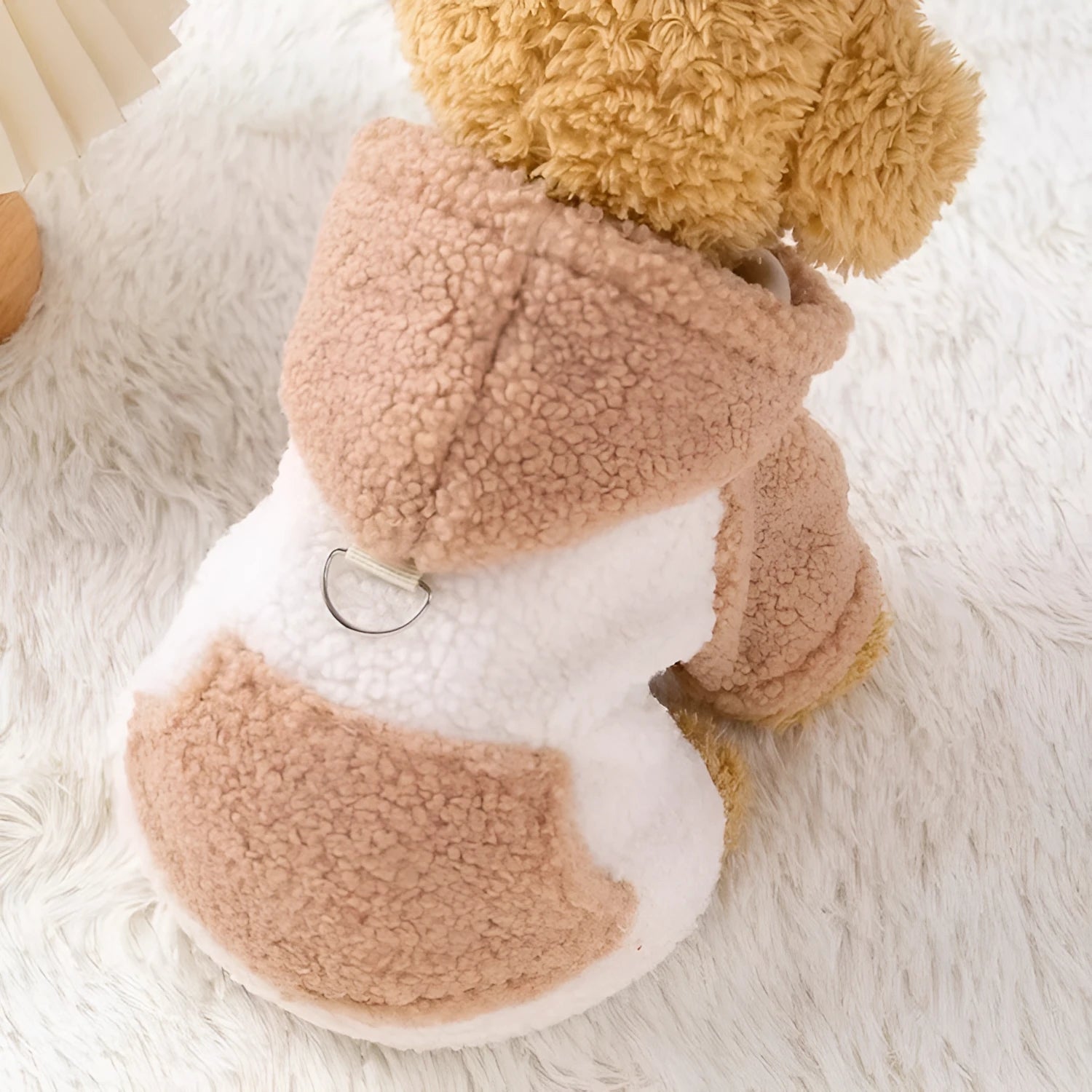 Brown pet hooded cotton-padded coat for dogs with thickened insulation