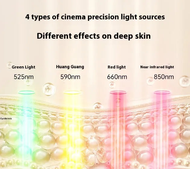 Rechargeable 9D spectrum LED skin rejuvenation mask with 320 lamp beads, dark coffee liquid silicone construction, four light modes