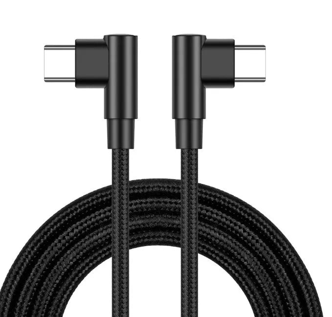 Black double-ended Type-C nylon braided PD fast charging data cable 2m length