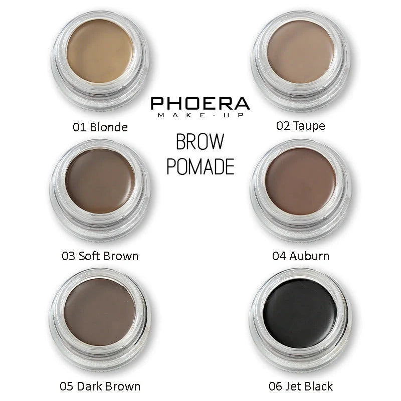 Phoera Eyebrow Cream with 6 shades and double-head brush for natural brow styling