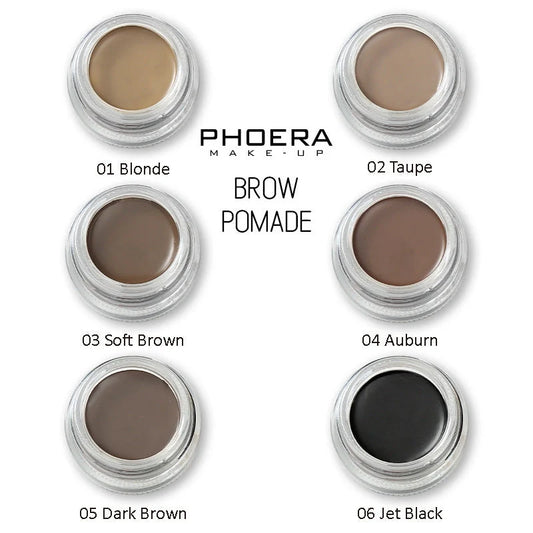Phoera Eyebrow Cream with 6 shades and double-head brush for natural brow styling