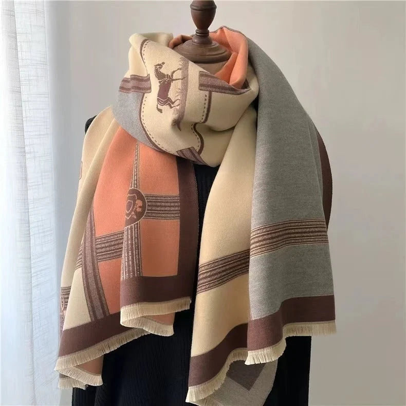 Korean style contrast colour cotton scarf for women, lightweight and versatile for all seasons