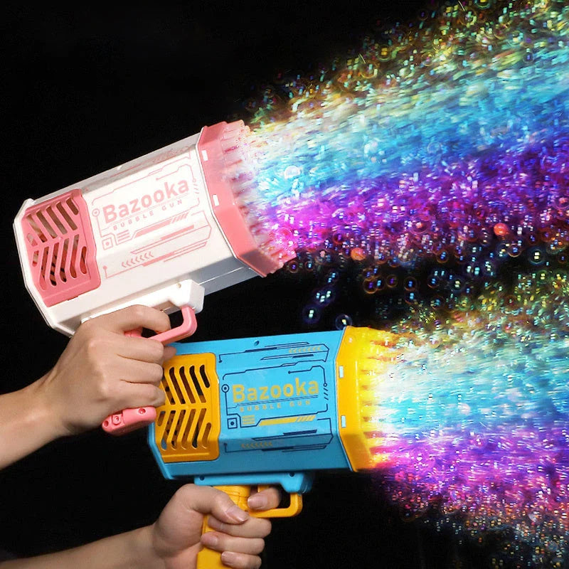 Bubble Blaster: 69-Hole Automatic Bubble Machine with Colorful Lights for Kids