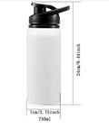 White aluminium sports water bottle with 600ml and 750ml capacity options for cycling and outdoor use