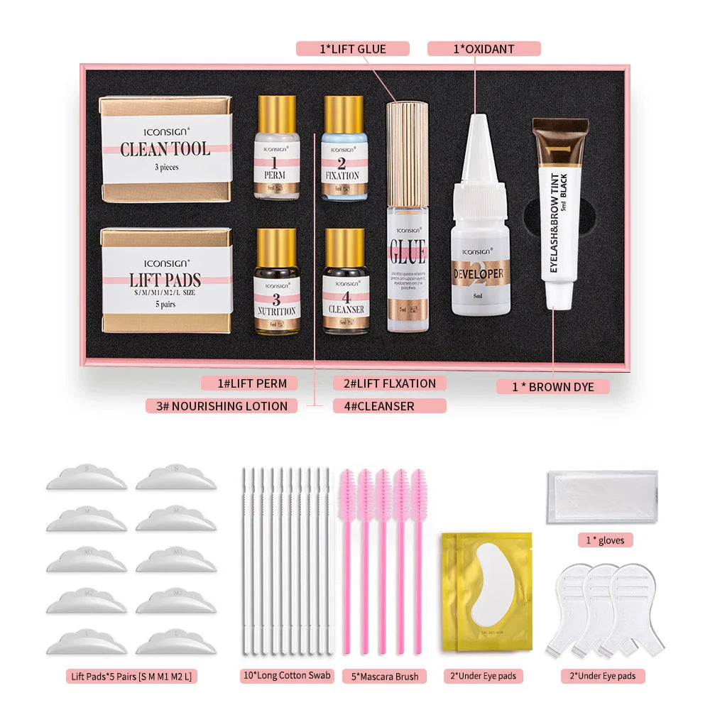 ICONSIGN Lash Lift and Eyebrow Dye Tint Kit with tools and solutions for DIY beauty enhancement