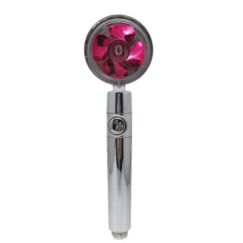 High-pressure handheld shower nozzle with cotton filter and stop button in various colours