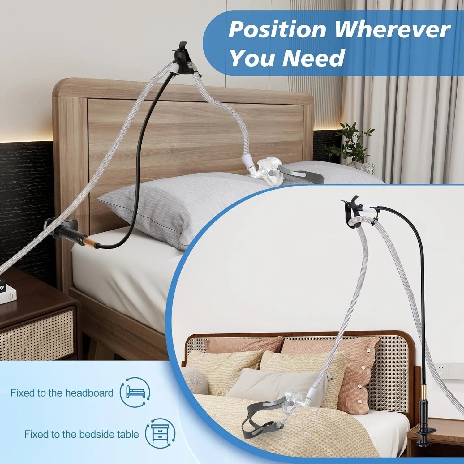 95cm aluminium alloy ABS ventilator hose bracket in black or white for hospital and home care