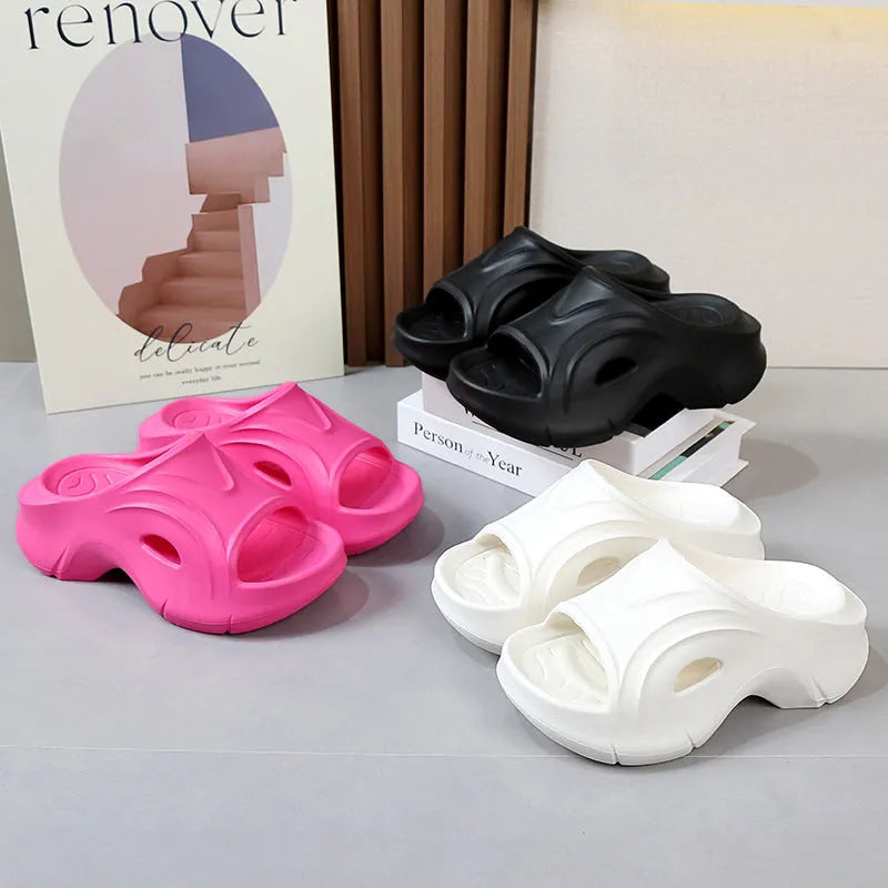 Women's thick-soled EVA beach slippers in three colour options
