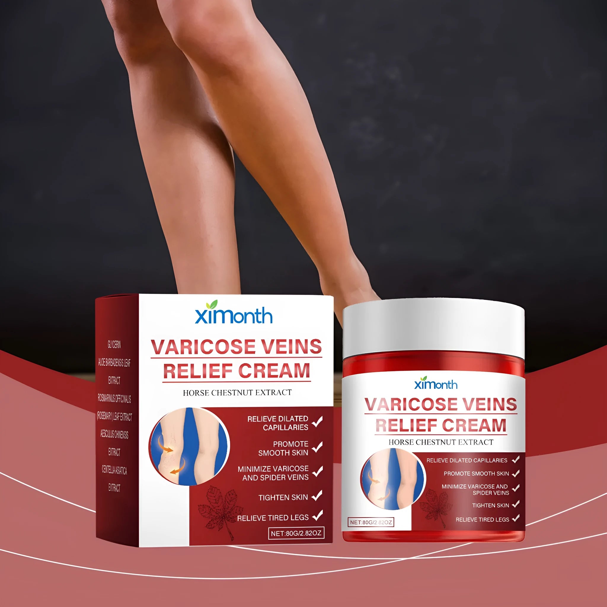 Two tubes of 80g leg care cream for body moisturisation and massage