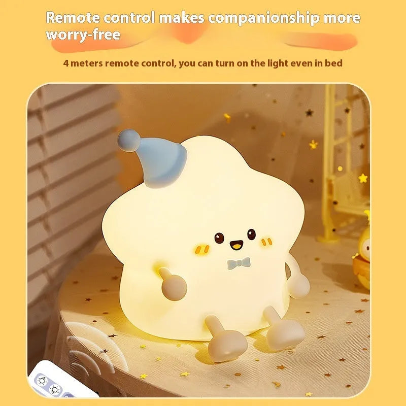 Cute Timing XINGX Pat night light in cartoon geometric stereo style with remote control on a table