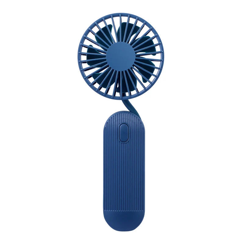 Rechargeable handheld fan with adjustable neck strap and silent operation