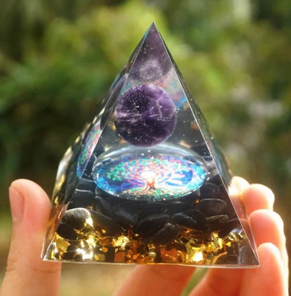 6CM Pyramid Decoration Natural Crystal Gravel Energy Tower in crystal epoxy resin