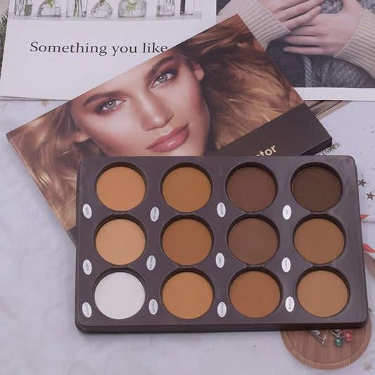 12 colour makeup contouring plate with natural pigments for universal skin types