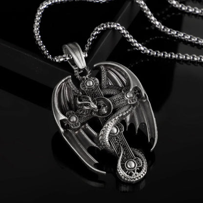 Men's stainless steel retro pendant sweater chain with pure tin pendant