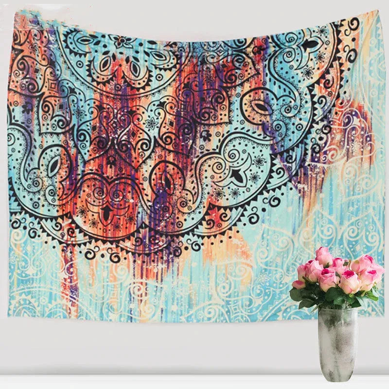 Sevenstars bohemian mandala tapestry with colourful floral print on 100% polyester fabric for room decor