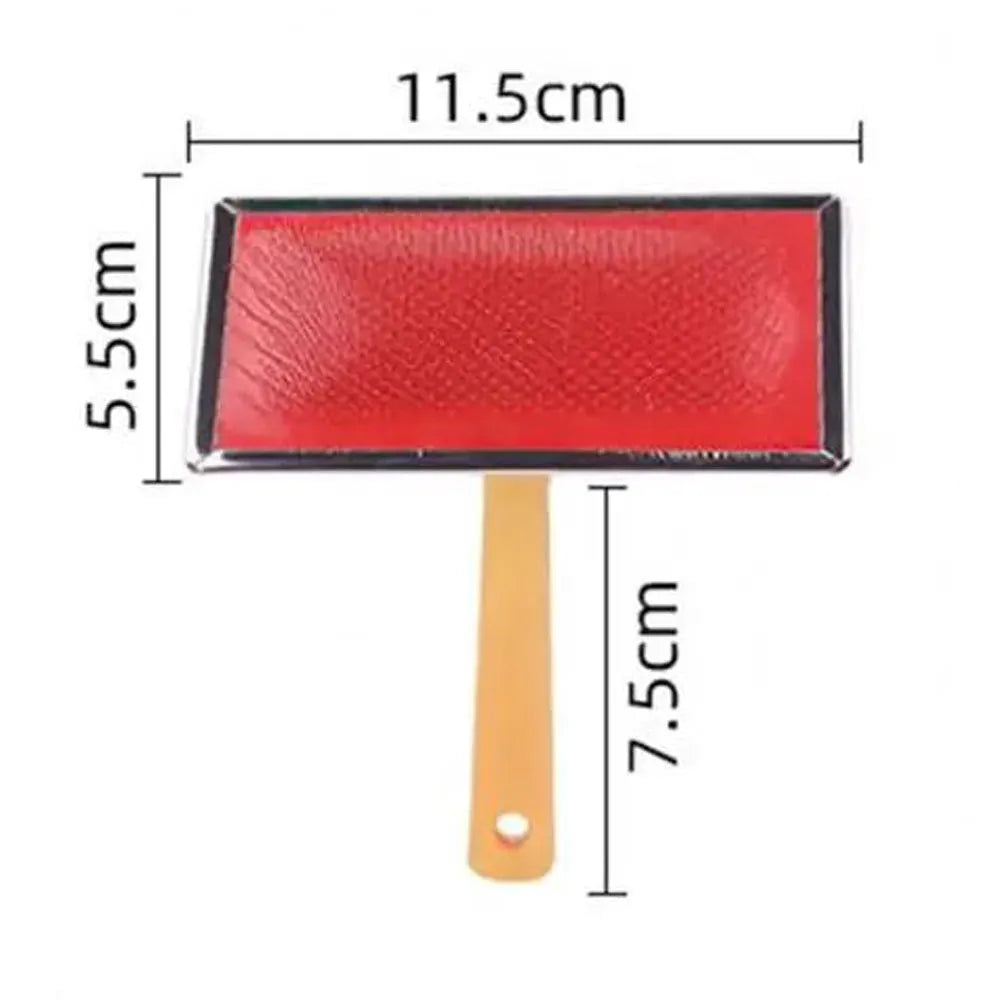 Stainless steel pet grooming comb with wooden handle on a white background for detangling dog and cat fur