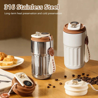 Versatile stainless steel thermal bottle with a digital temperature display, available in multiple stylish color options and a 450ml capacity