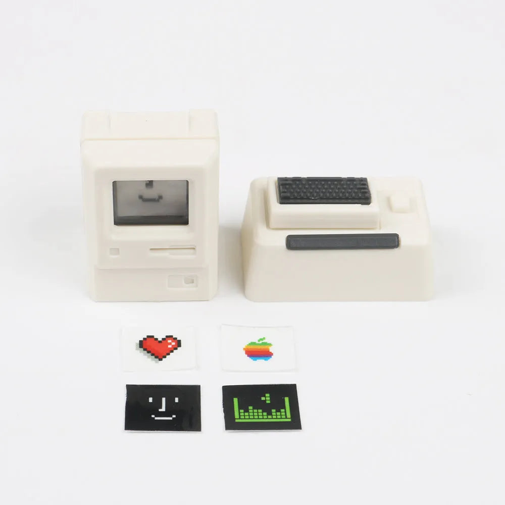 Transparent mechanical keycap with retro Macintosh styling in white colour option