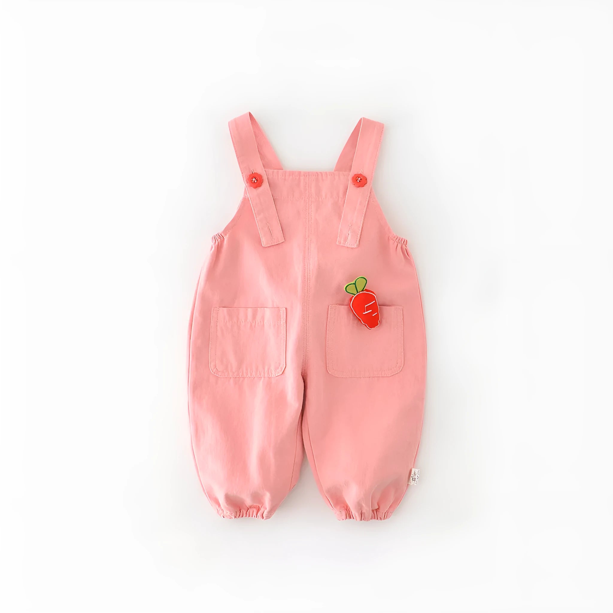 Baby cotton suspender pants pink overalls with cartoon rabbit ear design high waist