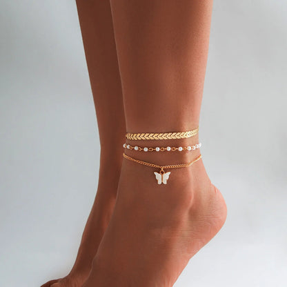 Beach Star Tassel Ankle Rings in gold and black, perfect for summer outfits