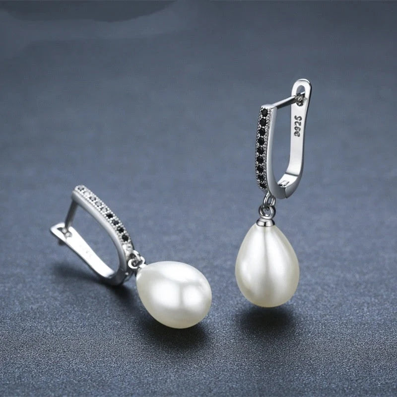 Black circle full rhinestone zircon earrings for women