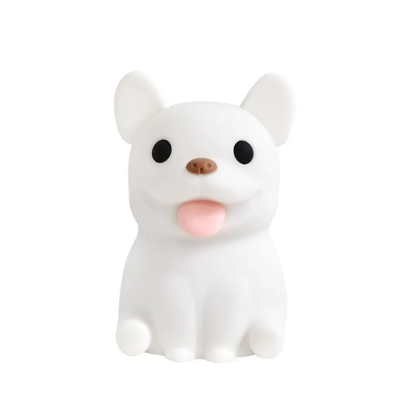Silicone animal night light with USB charging port and dimming control for bedroom use