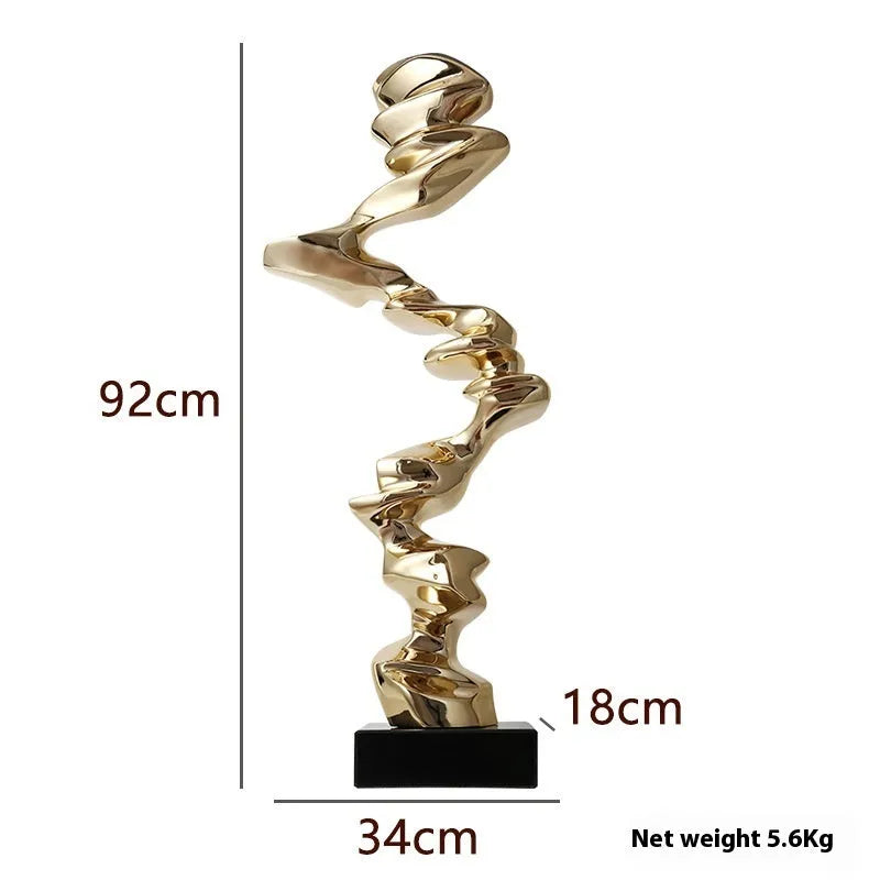 Abstract still life resin sculpture in Ran Ran Rose bright gold, elegant silver or phantom blue for modern decor