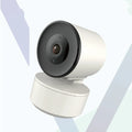 White indoor Wi-Fi security camera with 1080P lens on a stand