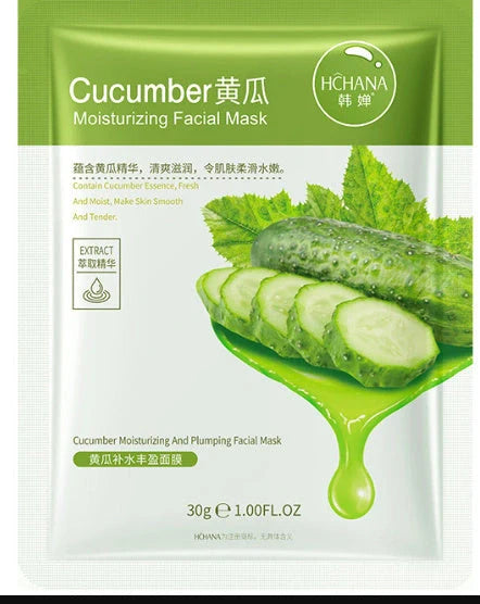 Aloe vera sheet mask on face showing 30g serum content and pre-cut eye and mouth openings