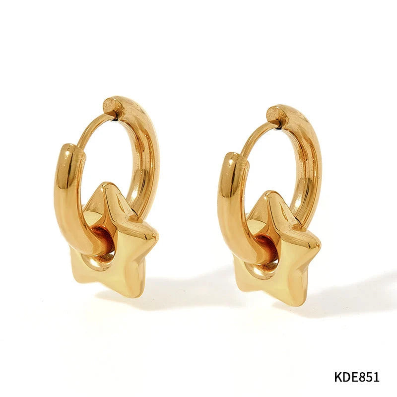 XINGX Stainless Steel Glossy Earrings in geometric designs, available in gold and silver tones.
