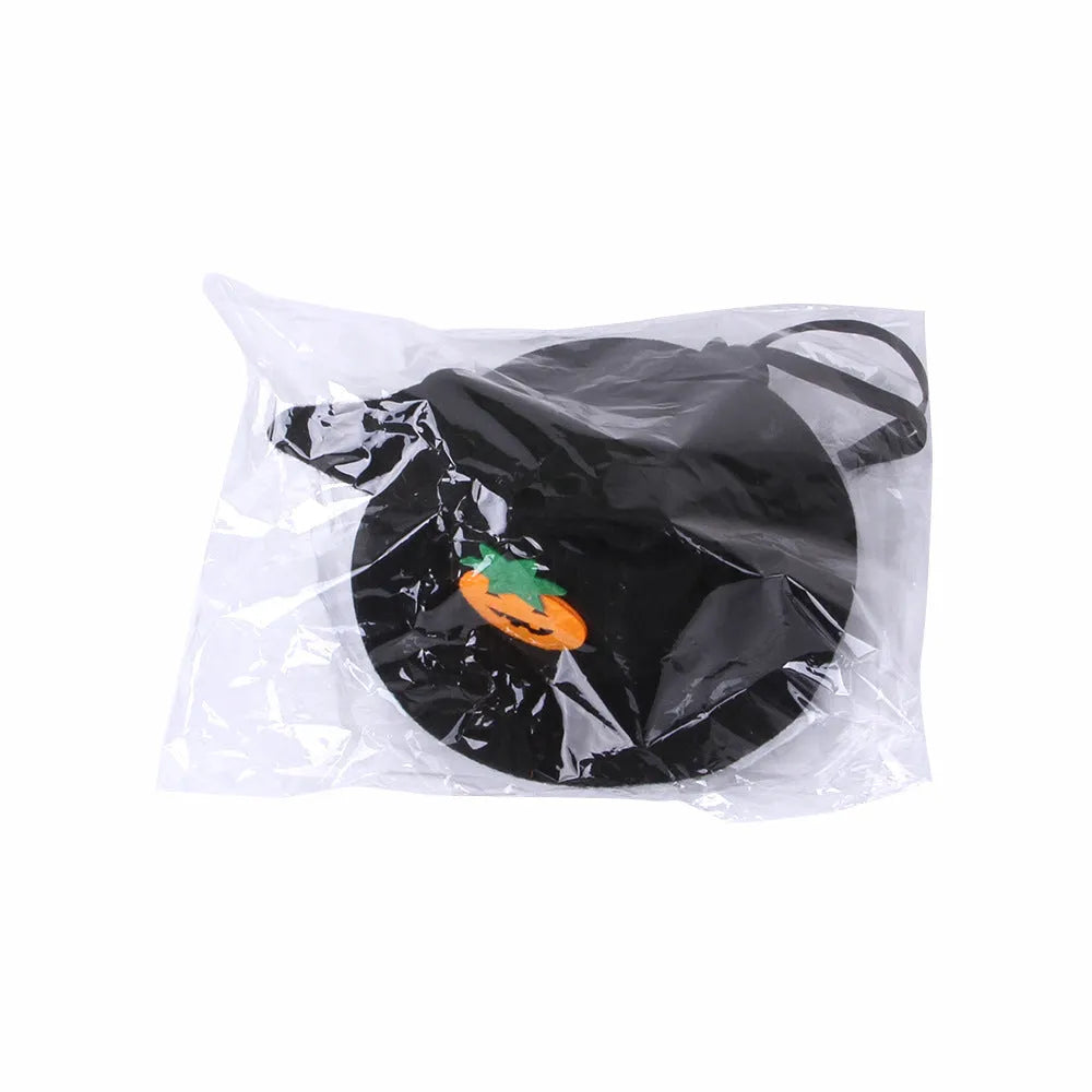 Cloth Halloween hat for cats with embossed pumpkin smiling face design