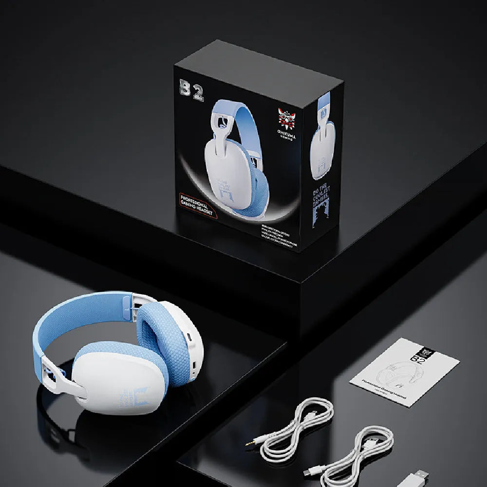 Wireless gaming headset in black colour with head-mounted design and ear cushions