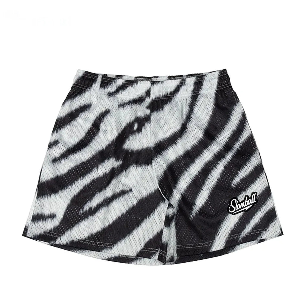 Men's leopard print training shorts quick drying polyester milk silk lining