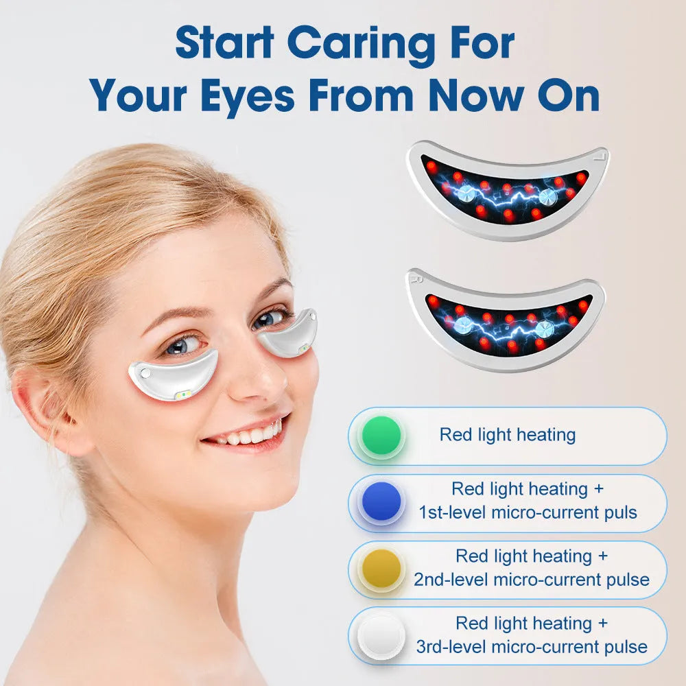 White wireless red light eye and facial beautification instrument with EMS massage function.
