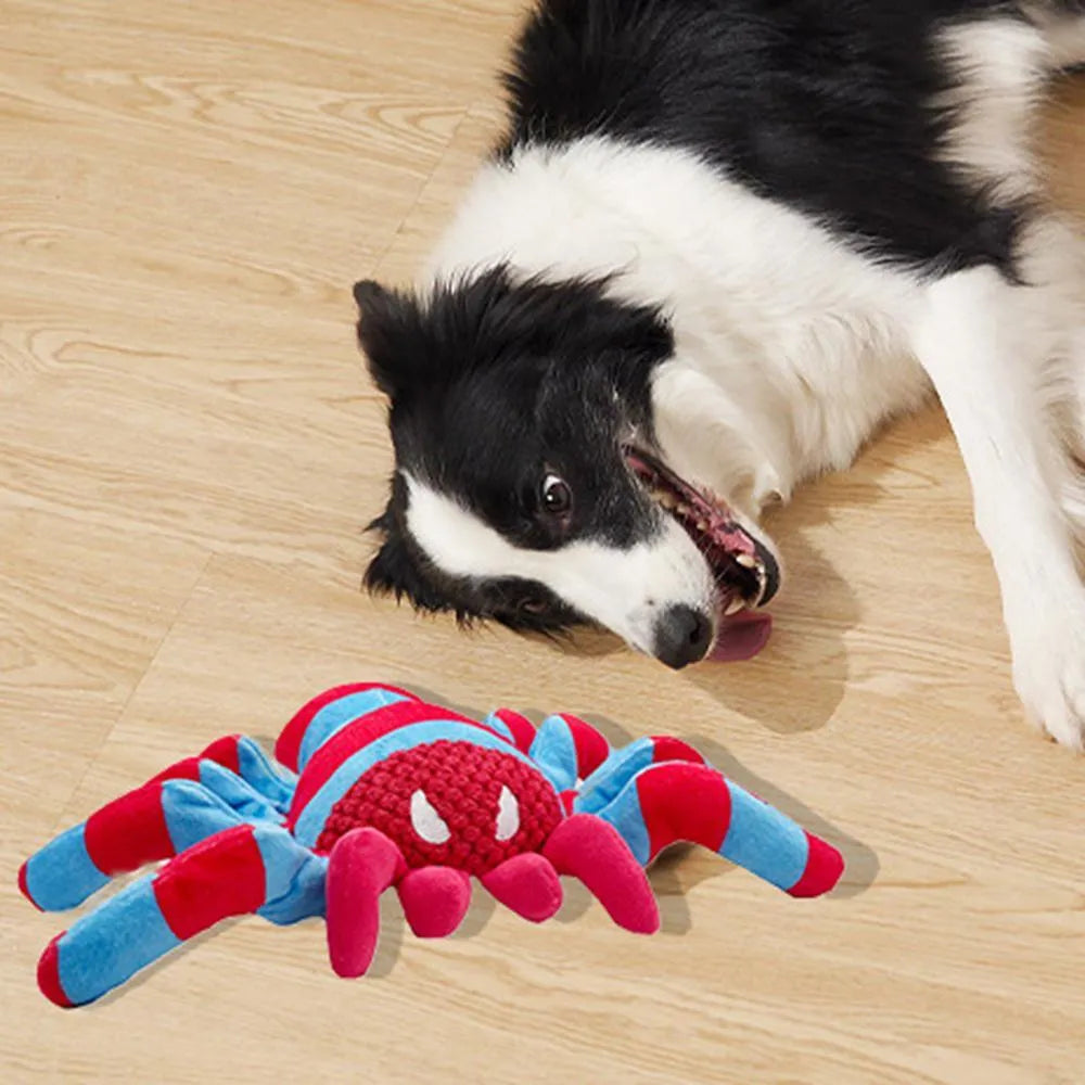 Red teddy bear dog toy with reinforced seams for medium and large breed dogs