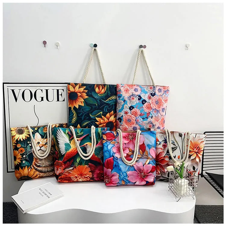 Cotton linen shoulder bag with double straps and horizontal square design in urban simplicity style