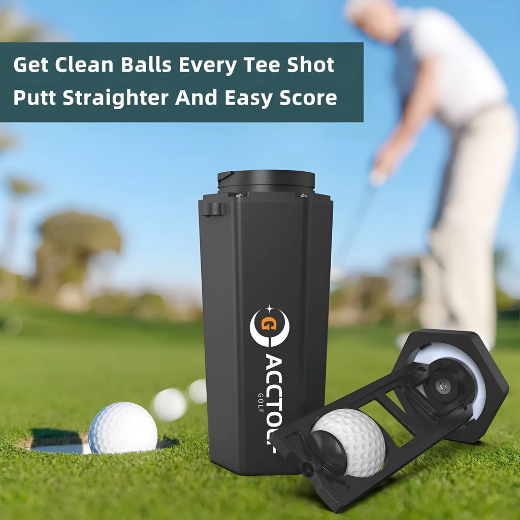 Black portable golf ball cleaning machine made from ABS for golf bag use