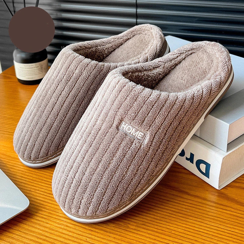 Cozy plush slippers with soft lining and non-slip outsole for indoor and light outdoor use