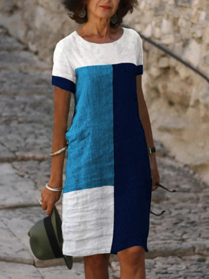 Ladies check print dress in cotton blend, available in four colours and sizes S to 3XL